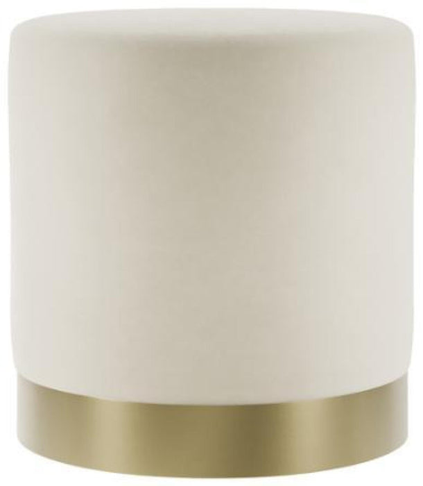 Lara Cream and Brushed Gold Velvet Fabric Small Pouffe
