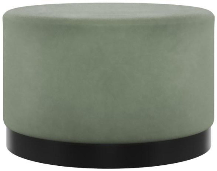 Lara Sage and Matte Black Velvet Fabric Large Pouffe