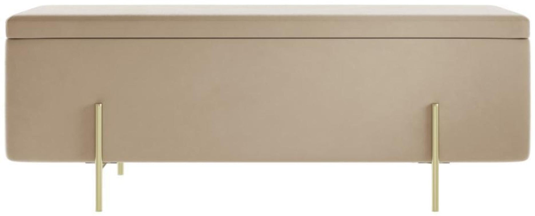 Lola Beige and Brushed Velvet Fabric Storage Ottoman