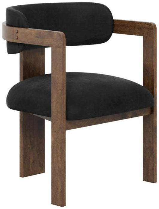 Mai Black Walnut Velvet Fabric Chair