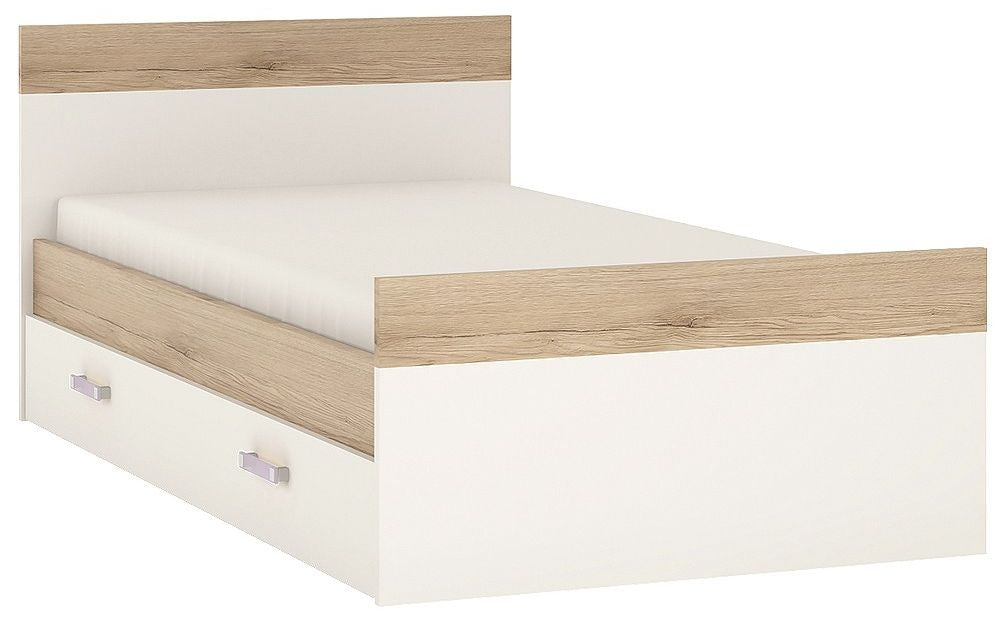 4Kids Single Bed with Under Drawer with Lilac Handles