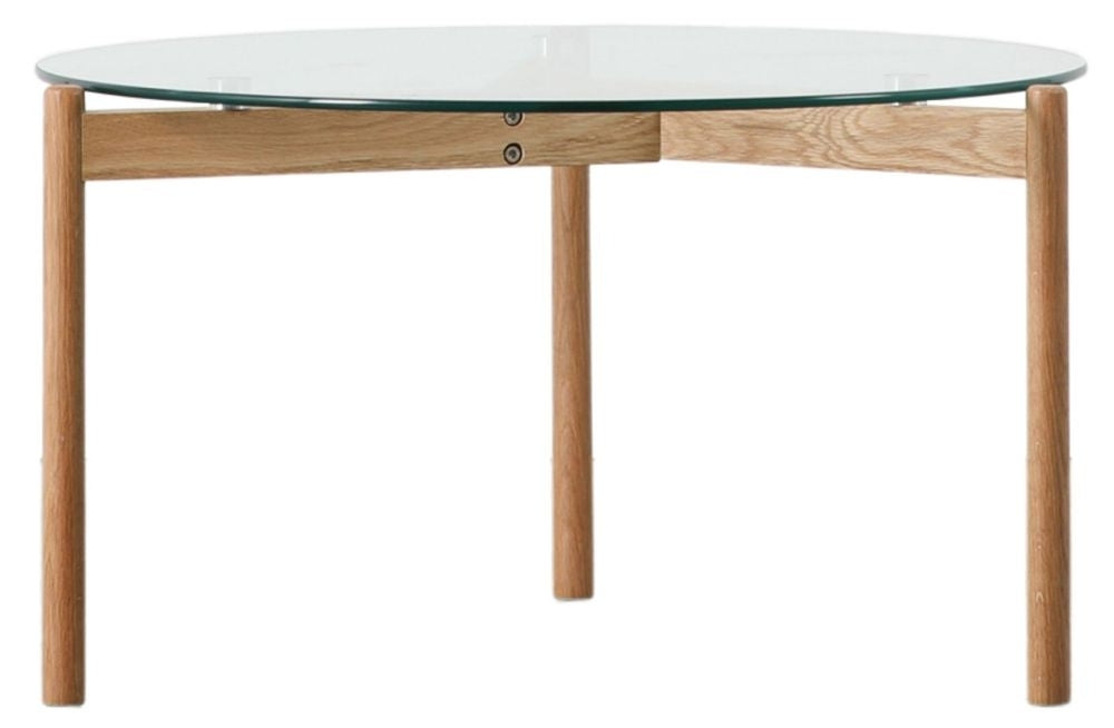 Moran Natural Oak and Glass 70cm Round Coffee Table