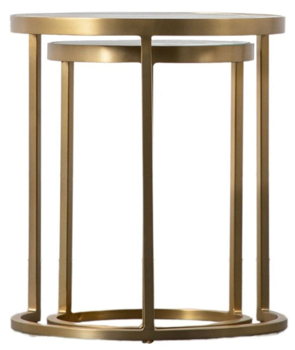 Rowe Gold and Glass Nest of 2 Tables