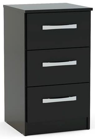 Lynx Black 3 Drawer Bedside Cabinet