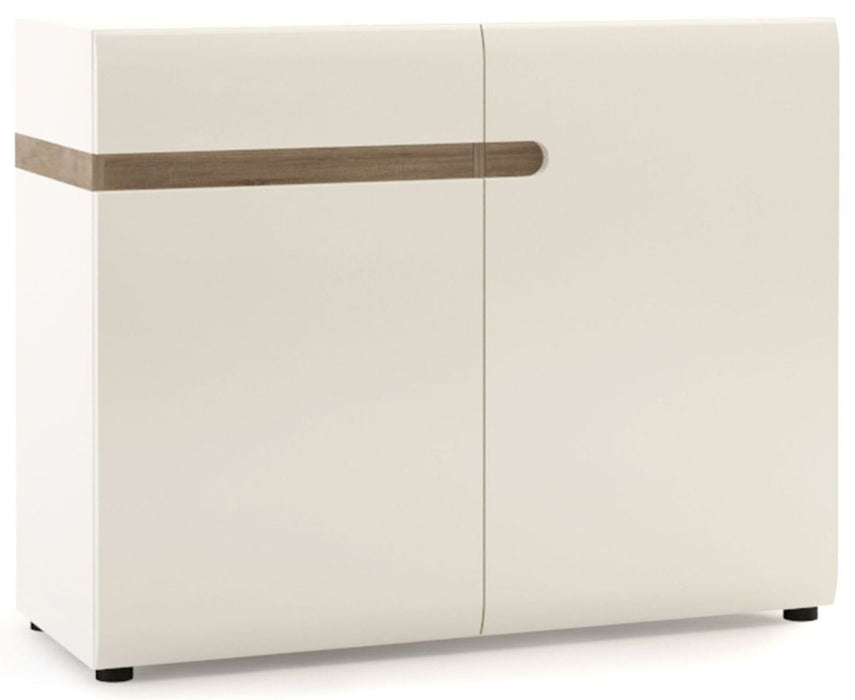 Chelsea Living 1 Drawer 2 Door Sideboard in White with Truffle Oak Trim
