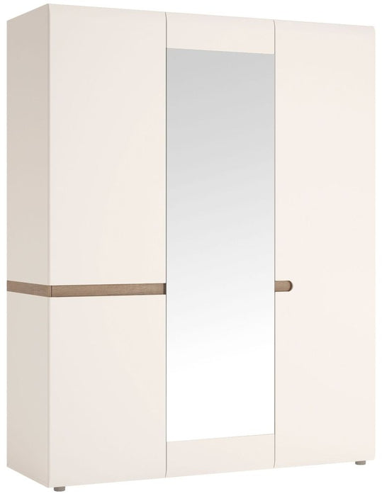 Chelsea Bedroom 3 Door Robe with Mirror in White with Truffle Oak Trim