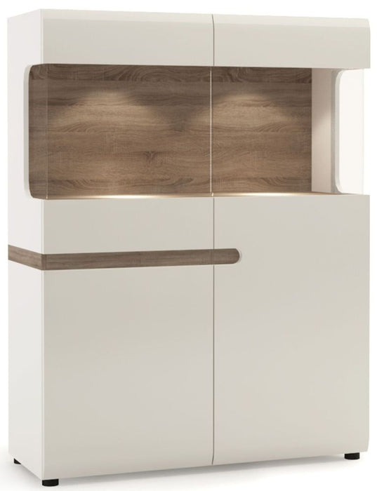 Chelsea Living Low Display Cabinet 109cm Wide in White with Truffle Oak Trim