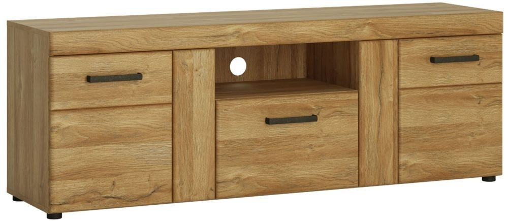Cortina 2 Door 1 Drawer Tall TV Cabinet in Grandson Oak