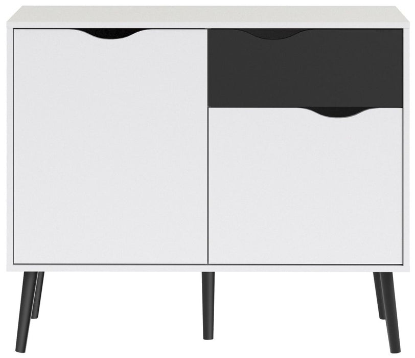 Oslo Sideboard Small 1 Drawer 2 Door in White and Black Matt