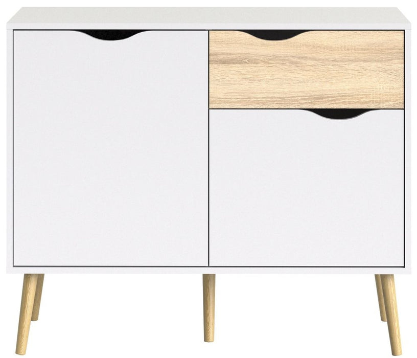 Oslo Sideboard Small 1 Drawer 2 Door in White and Oak