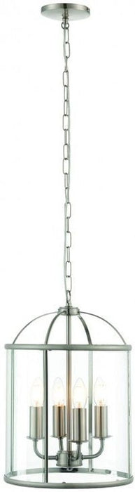 Lambeth Satin Nickel 4 Pendant Light