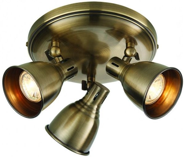 Westbury 3 Antique Brass Round Ceiling Light