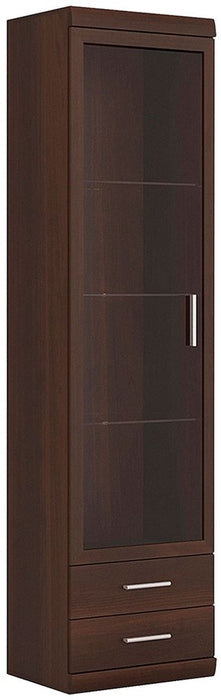 Imperial Tall Glazed 1 Door 2 Drawer Narrow Cabinet in Dark Mahogany Melamine