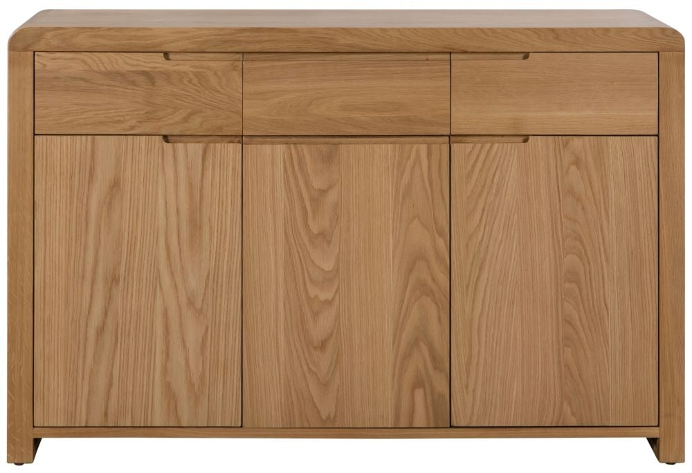 Curve Oak 3 Door 3 Drawer Sideboard