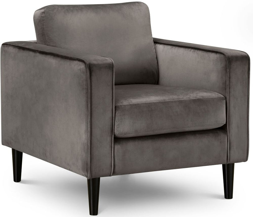 Hayward Grey Velvet Fabric Armchair (Solid in Pairs)