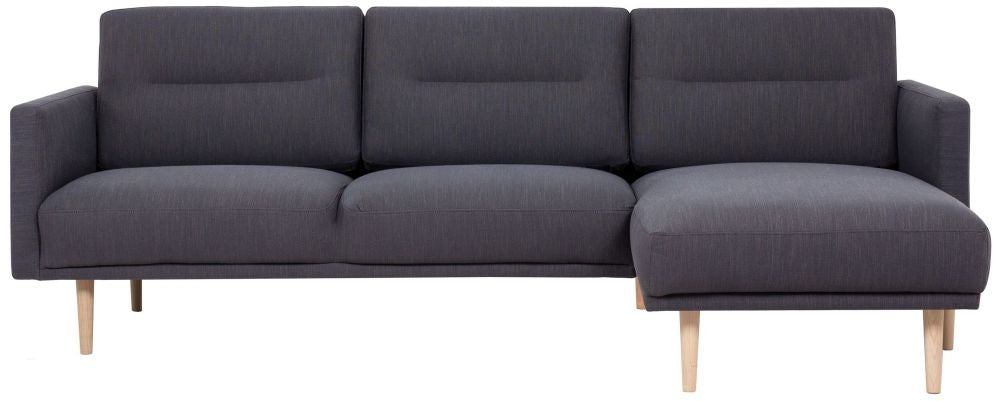 Larvik Fabric Chaiselongue Sofa Antracit with Oak Legs (RH)