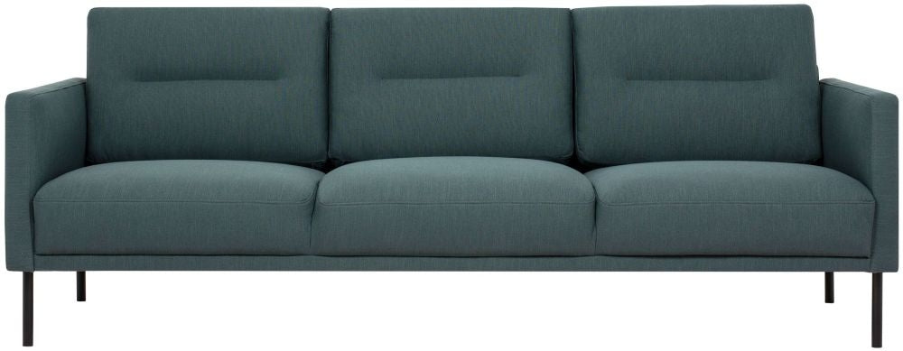 Larvik Fabric Dark Green 3 Seater Sofa with Black Legs