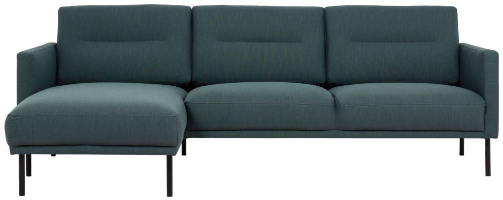 Larvik Chaiselongue Sofa Dark Green with Black Legs (LH)