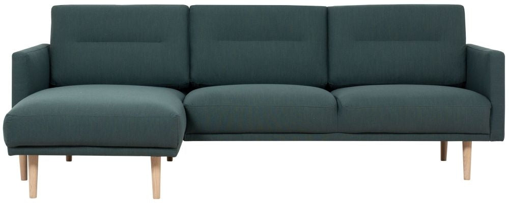 Larvik Chaiselongue Sofa Dark Green with Oak Legs (LH)