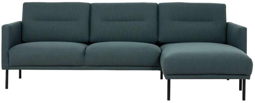 Larvik Chaiselongue Dark Green Sofa with Black Legs (RH)