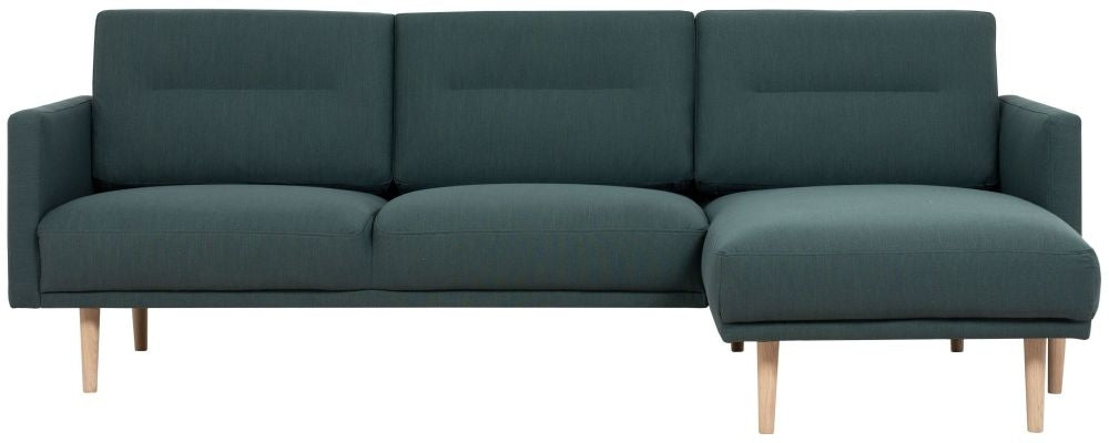 Larvik Chaiselongue Sofa Dark Green with Oak Legs (RH)