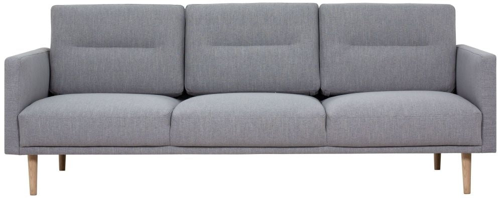 Larvik Grey Fabric 3 Seater Sofa with Oak Legs