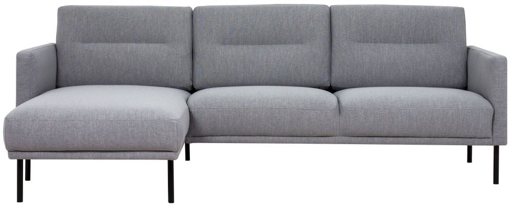 Larvik Grey Fabric Chaiselongue Sofa with Black Legs (LH)