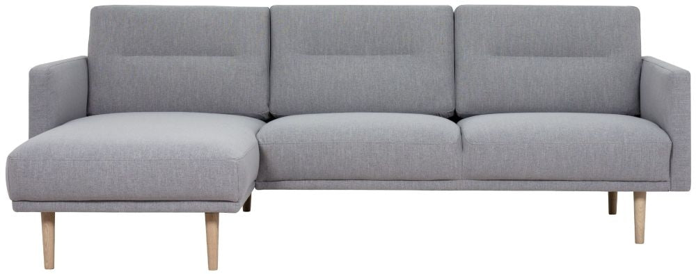 Larvik Grey Fabric Chaiselongue Sofa with Oak Legs (LH)