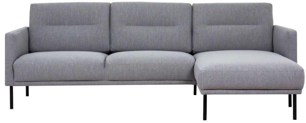 Larvik Grey Fabric Chaiselongue Sofa with Black Legs (RH)