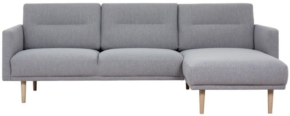 Larvik Grey Fabric Chaiselongue Sofa with Oak Legs (RH)