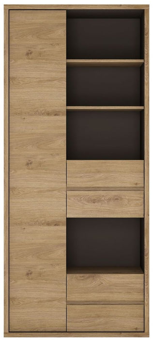 Shetland Oak Tall Wide 1 Door 4 Drawer Bookcase