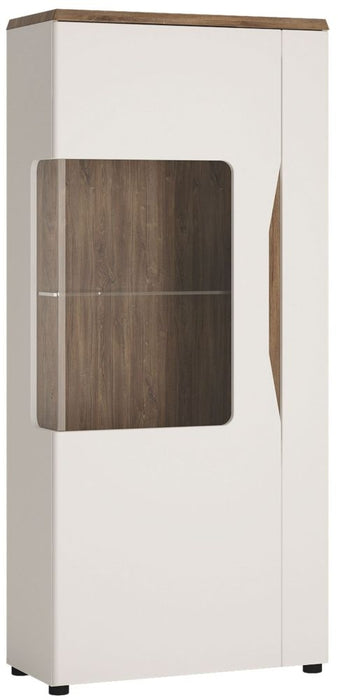 Toledo Gloss White and Stirling Oak 1 Door Low Display Cabinet (LH)