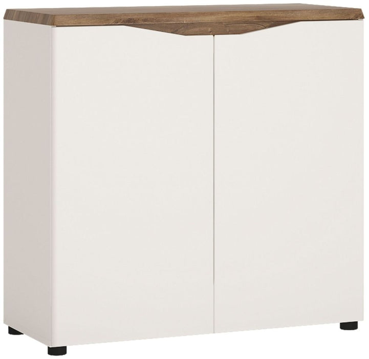 Toledo Gloss White and Stirling Oak 2 Door Sideboard