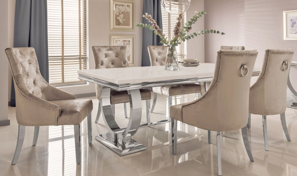 Vida Living Arianna 200cm Cream Marble Dining Table - 8 Seater