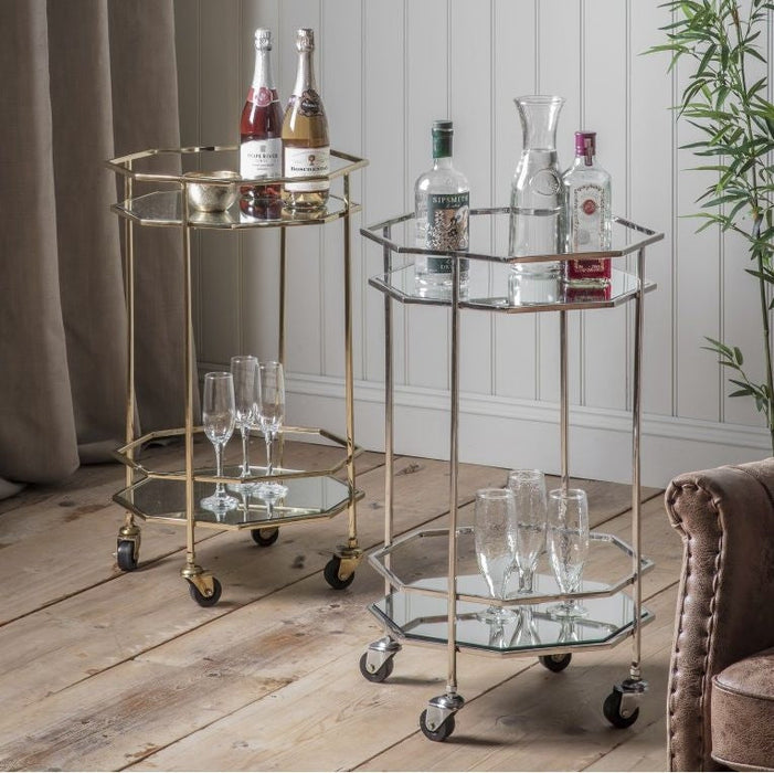 Ockendon Glass and Gold Drinks Trolley