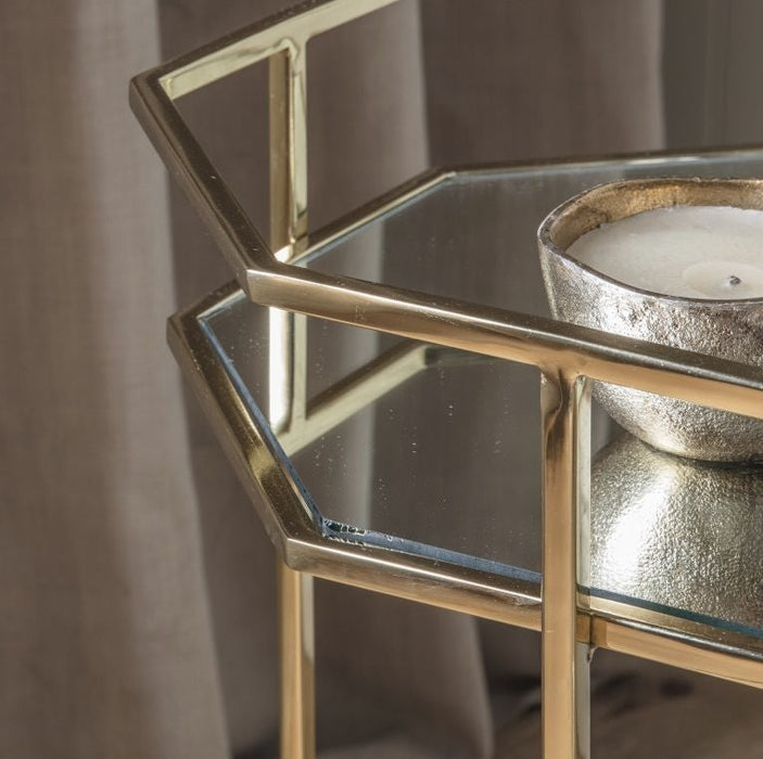 Ockendon Glass and Gold Drinks Trolley