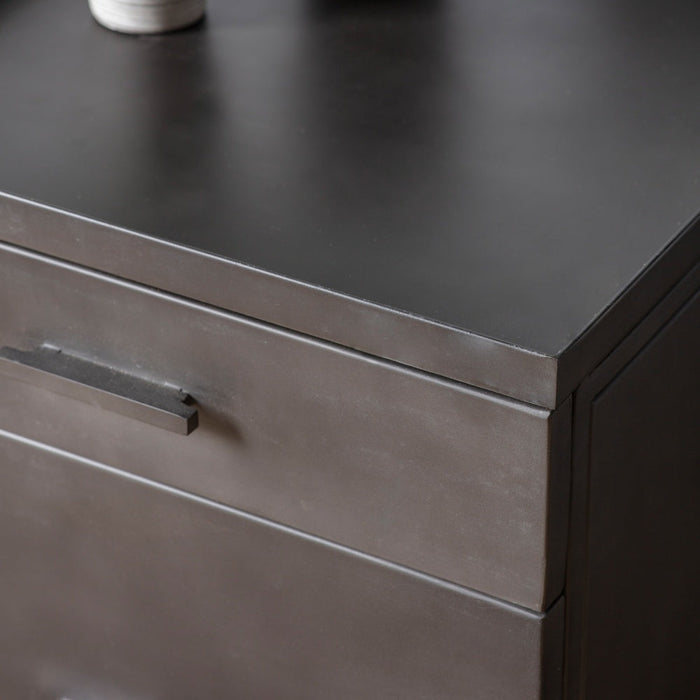 Ottinge Grey Metal Side Table - 2 Drawers