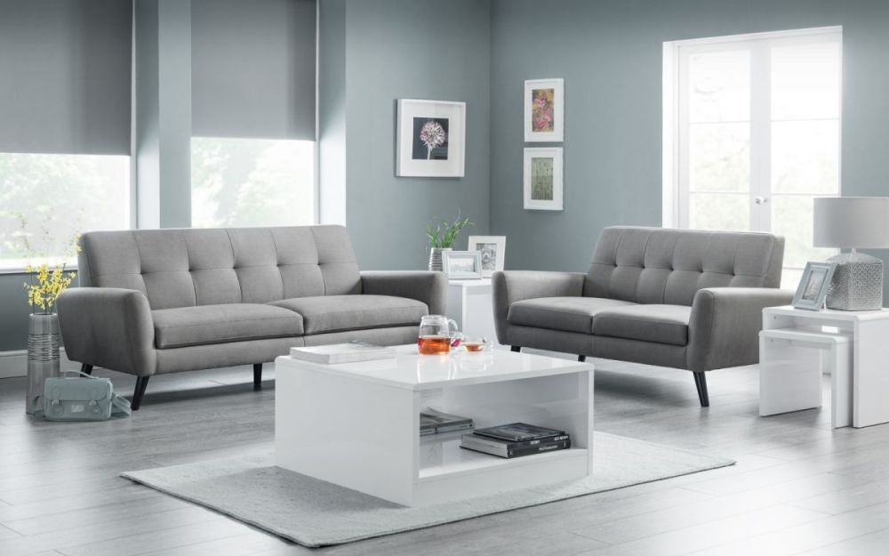 Monza Grey Linen Fabric 3 Seater Sofa