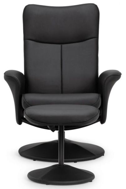 Lugano Black Leather Recline Chair