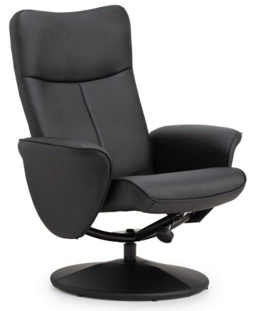 Lugano Black Leather Recline Chair