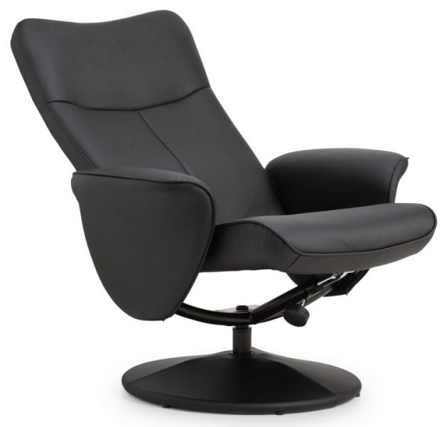 Lugano Black Leather Recline Chair
