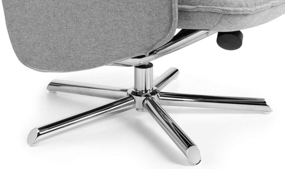 Aria Grey Linen Fabric Recliner Chair and Stool