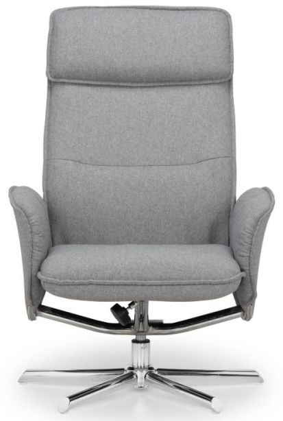 Aria Grey Linen Fabric Recliner Chair and Stool