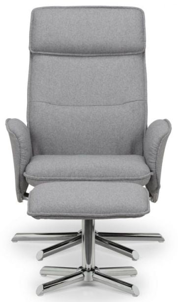 Aria Grey Linen Fabric Recliner Chair and Stool