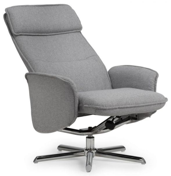 Aria Grey Linen Fabric Recliner Chair and Stool