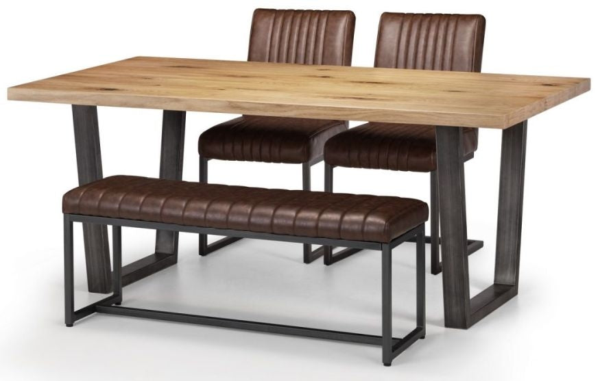 Brooklyn Brown Leather Dining Bench