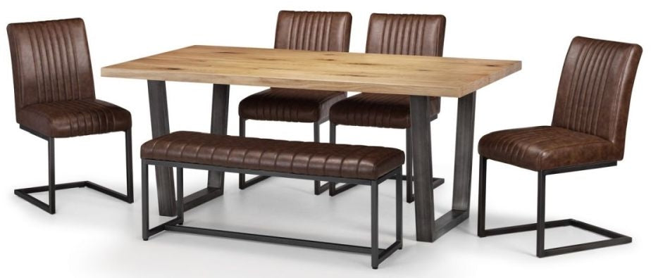 Brooklyn Brown Leather Dining Bench