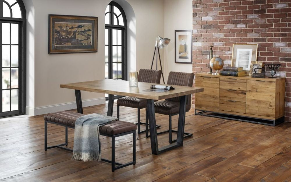 Brooklyn Brown Leather Dining Bench