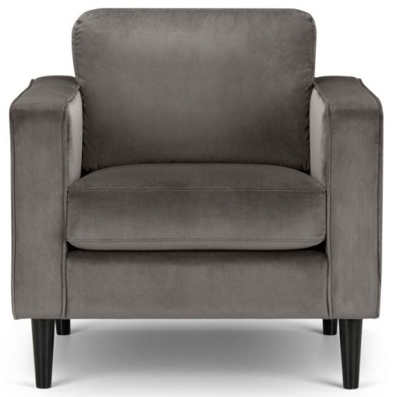 Hayward Grey Velvet Fabric Armchair (Solid in Pairs)