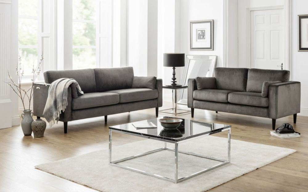 Hayward Grey Velvet Fabric 2 Seater Sofa